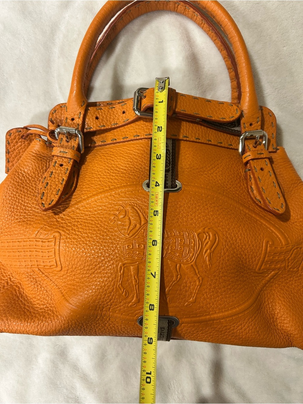 FENDI Orange Selleria Leather Villa Borghese Tote Handbag - Picture 13 of 16